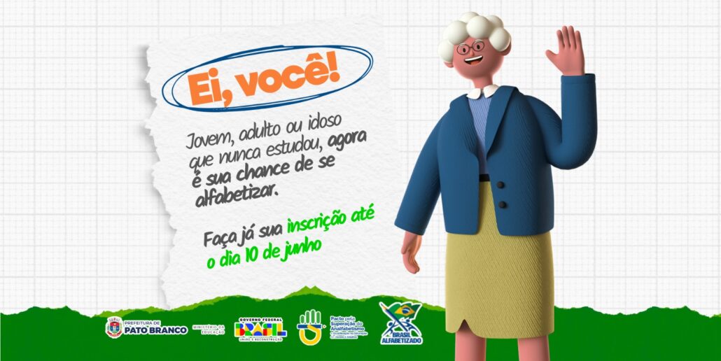 Secretaria prorroga período de inscrição para o Programa Brasil Alfabetizado