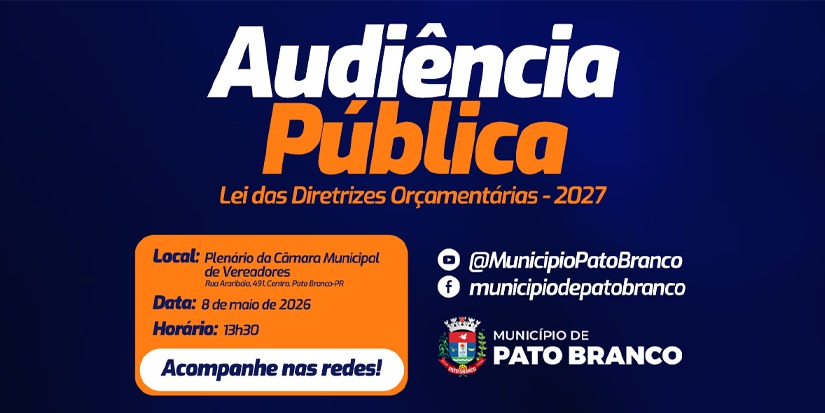 Prefeitura de Pato Branco convoca audiência pública para apresentação da LDO 2027