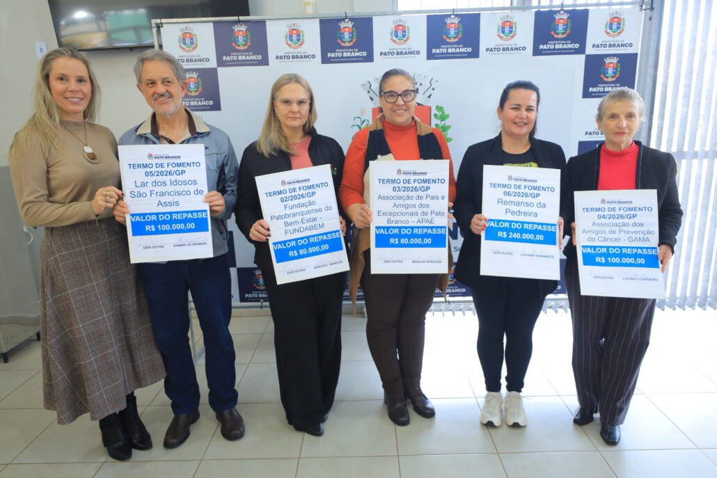 Prefeitura de Pato Branco oficializa repasse de recursos para entidades socioassistenciais