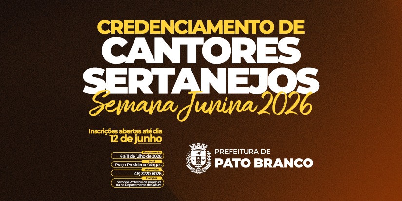 Cultura abre credenciamento para participação de cantores sertanejos na Semana Junina 2026