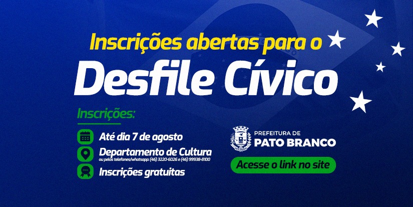 Estão abertas as inscrições para o Desfile de 7 de Setembro