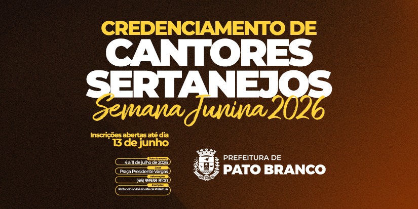 Cultura abre credenciamento para participação de cantores sertanejos na Semana Junina 2026